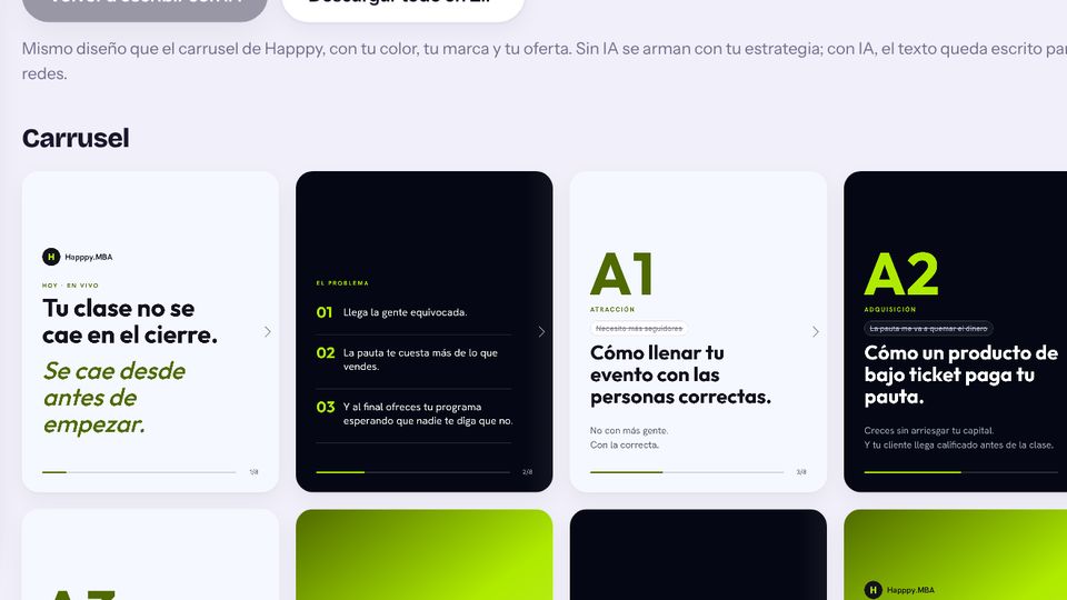 Tus carruseles y anuncios en Contento